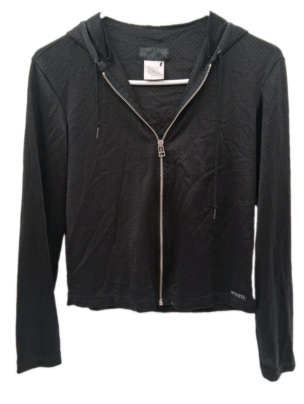 Athleta Jacket Women's Xs Black Full Zip Cropped Hooded Nylon Active Wear Usa